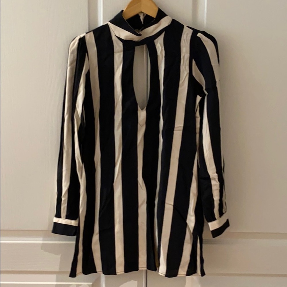 Stripe mini dress with front and back cutout